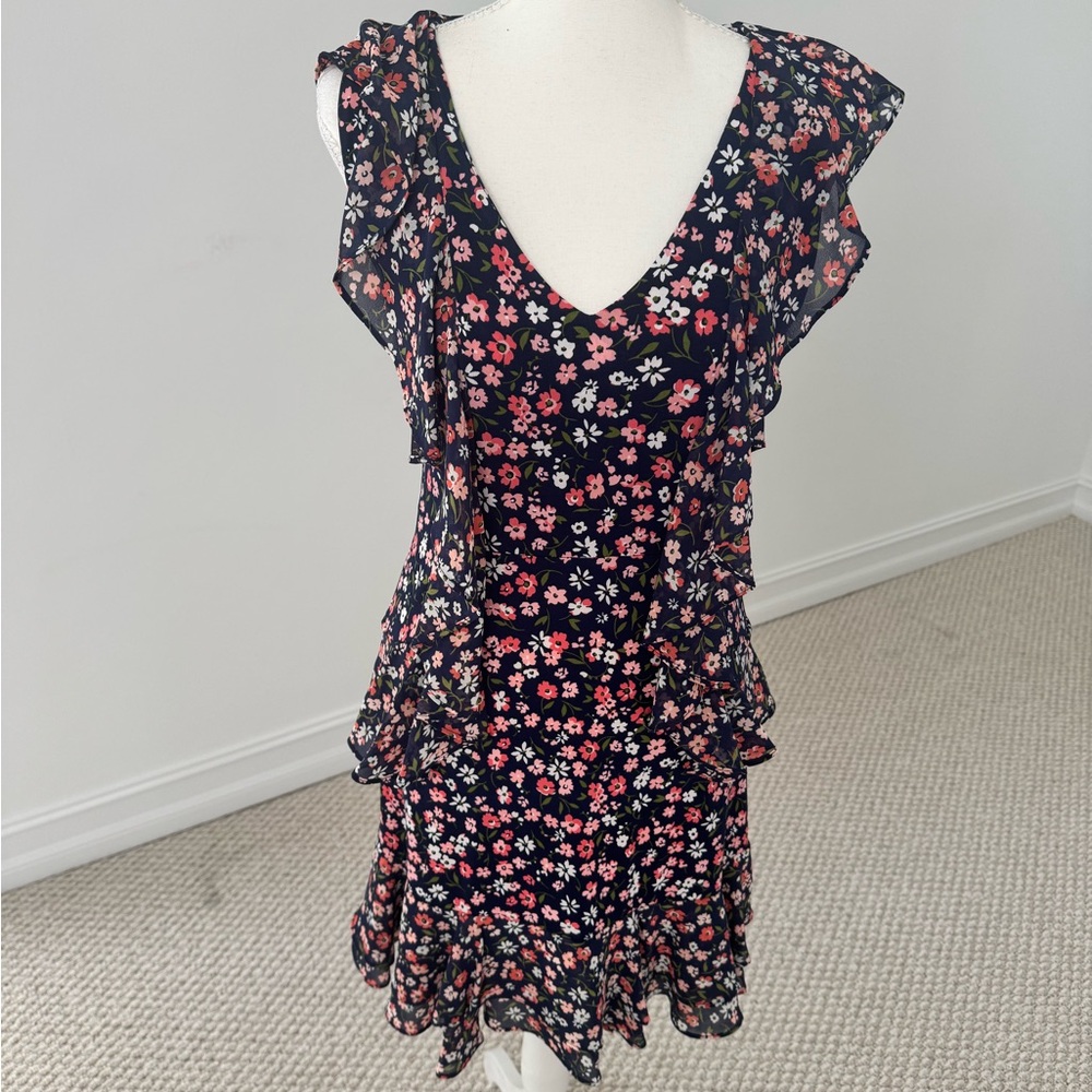 Michael Kors Black and Pink Floral Mini Dress